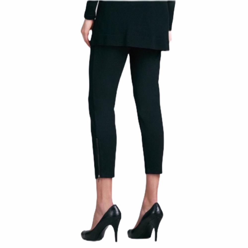 Eileen Fisher Black Ankle Pants Cropped Zip Organic Cotton Stretch sz S Capsule